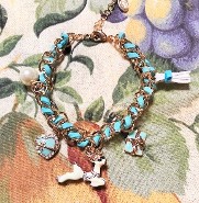 Candy-Girl Charm Bracelet with Blue Woven and Metal Alloy Charms