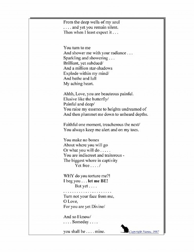 Poetry from SILVER RAIN (C) Niema, 1987 Poetry from SILVER RAIN (C) Niema, 1987